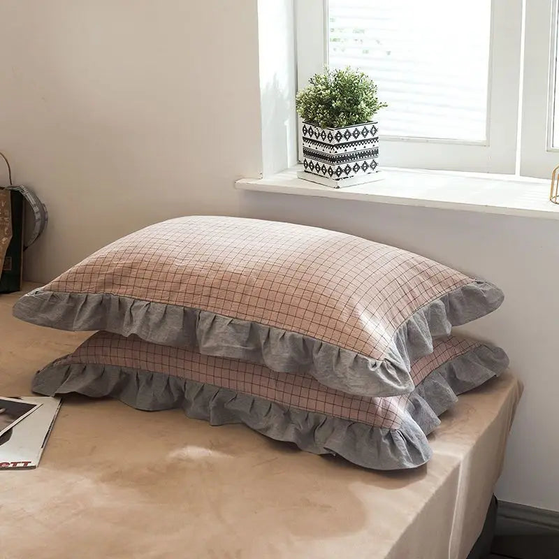 Cotton Pillowcase Pair with Floral Edge Decor, Standard Size, Soft and Breathable for Kids and Adults 2
