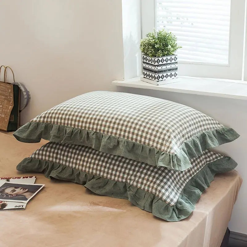 Cotton Pillowcase Pair with Floral Edge Decor, Standard Size, Soft and Breathable for Kids and Adults 9