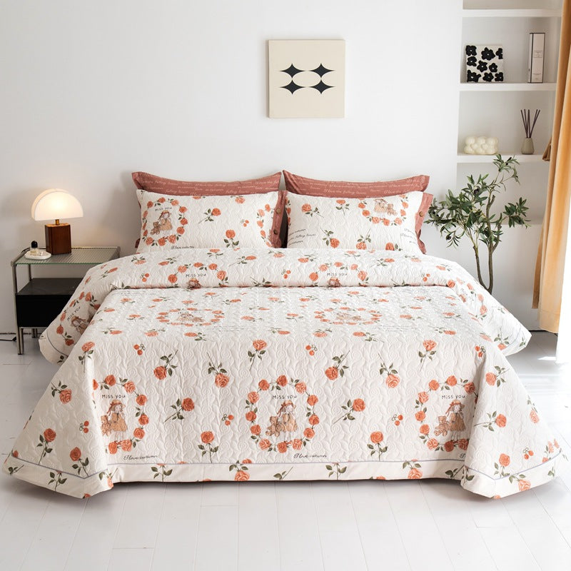 Cotton bedding set – Quilted – Autumn-inspired design – Lightweight 3-piece set for queen or king beds 1