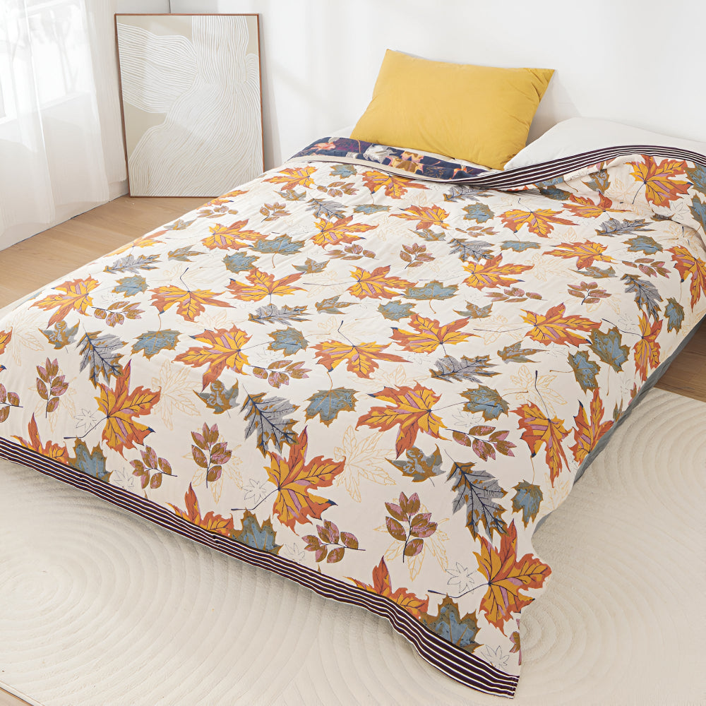 Cotton blanket – Breathable fabric – Maple leaf design – Cozy autumn home accessory – 80 x 90 in 2