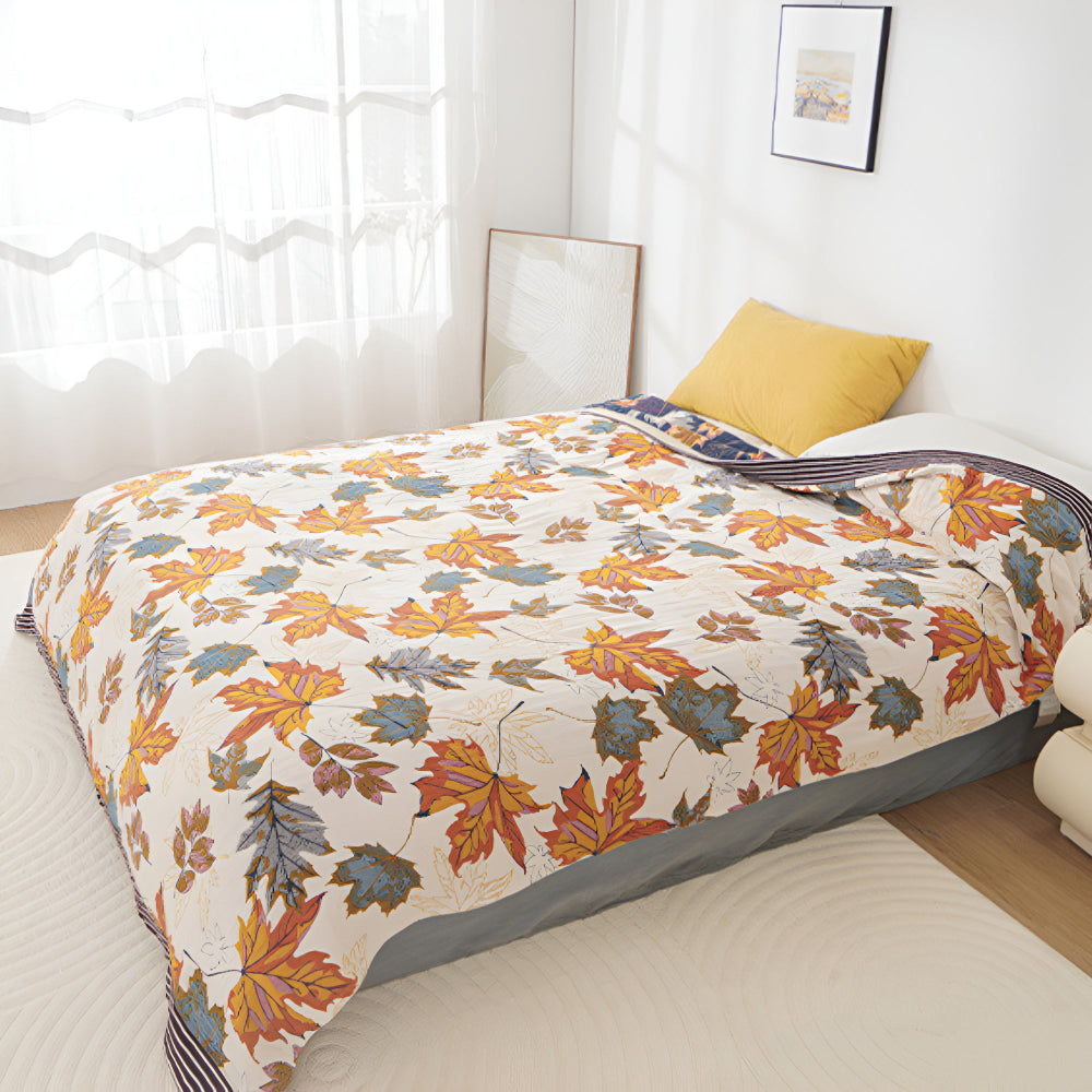 Cotton blanket – Breathable fabric – Maple leaf design – Cozy autumn home accessory – 80 x 90 in 4