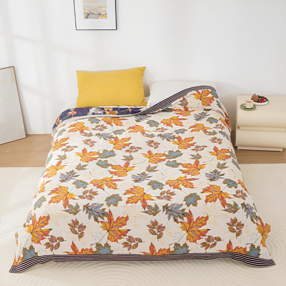 Cotton blanket – Breathable fabric – Maple leaf design – Cozy autumn home accessory – 80 x 90 in 6