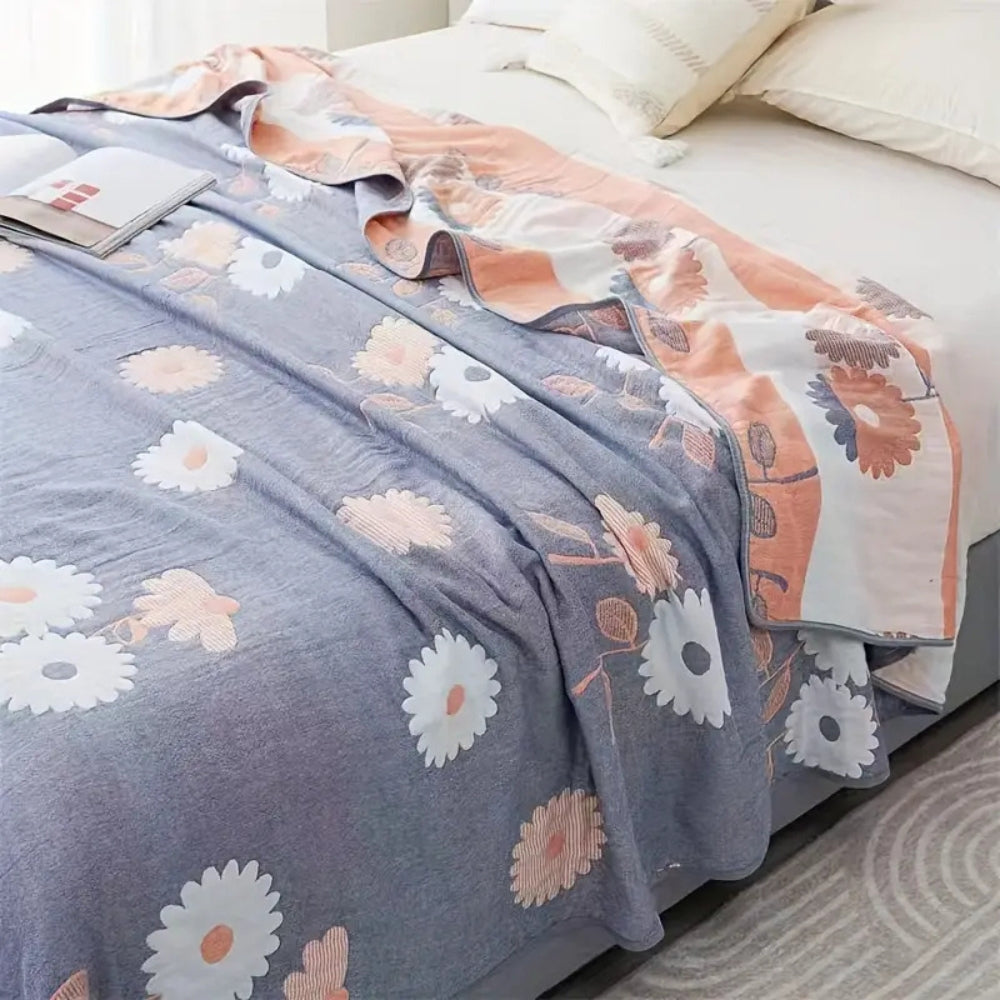 Cotton blanket – Reversible floral design – Lightweight and breathable – All-season comfort – 60 x 80 in 1