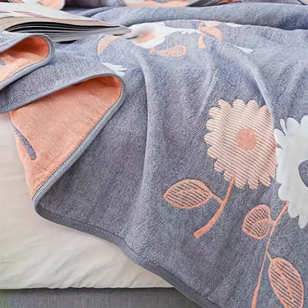 Cotton blanket – Reversible floral design – Lightweight and breathable – All-season comfort – 60 x 80 in 3