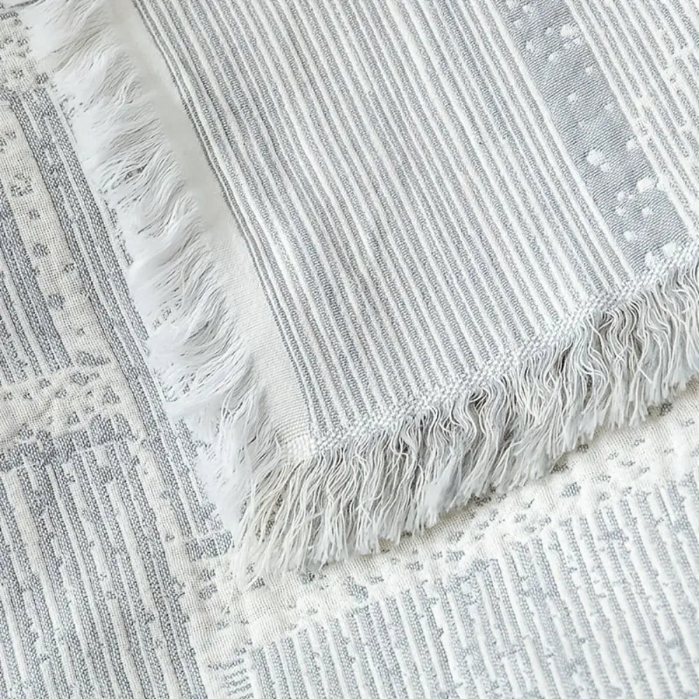 Cotton blanket – Soft and breathable – Mixed tone geometric design – Cozy home accessory – 50 x 60 in 0