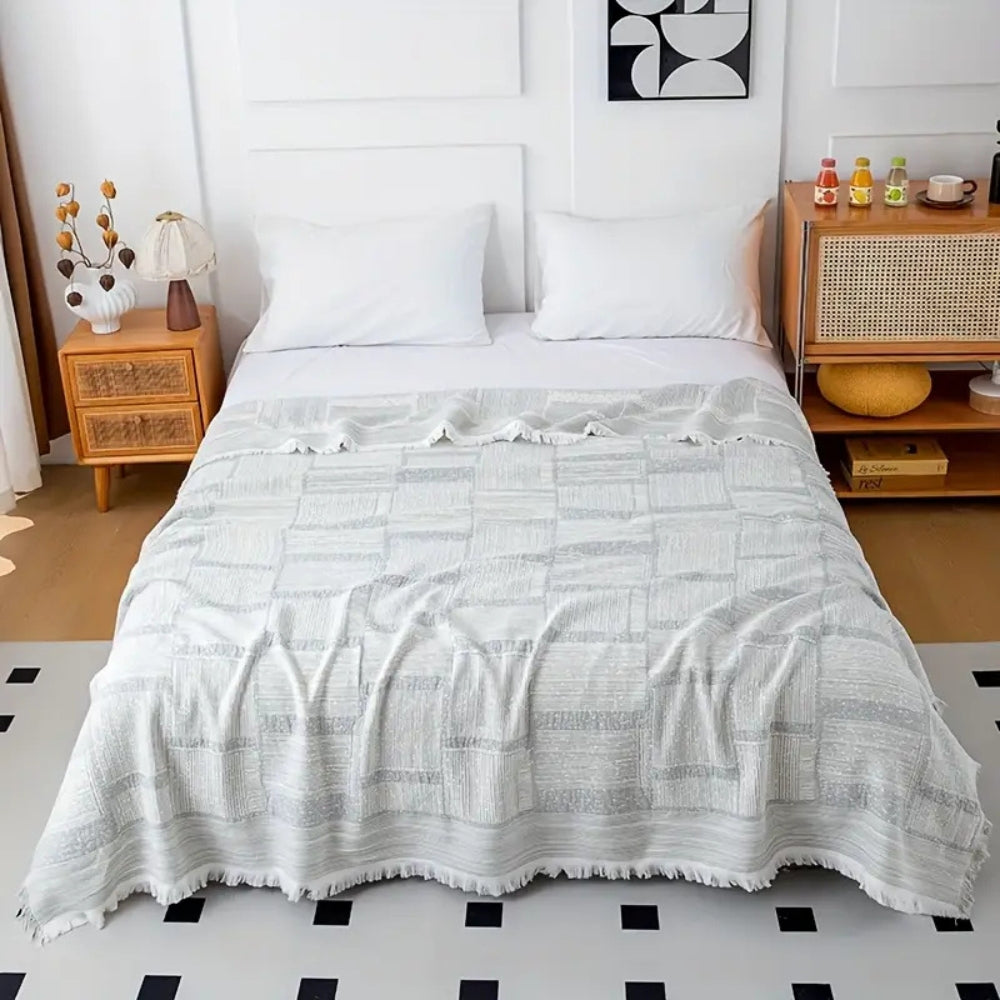 Cotton blanket – Soft and breathable – Mixed tone geometric design – Cozy home accessory – 50 x 60 in 2