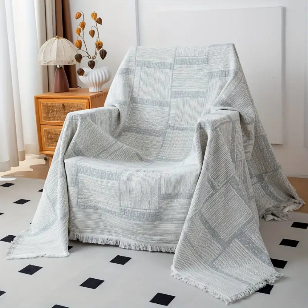 Cotton blanket – Soft and breathable – Mixed tone geometric design – Cozy home accessory – 50 x 60 in 3