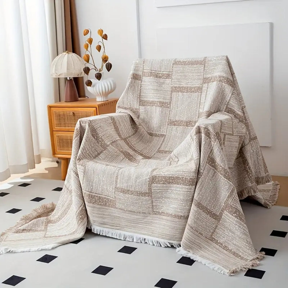 Cotton blanket – Soft and breathable – Mixed tone geometric design – Cozy home accessory – 50 x 60 in 4