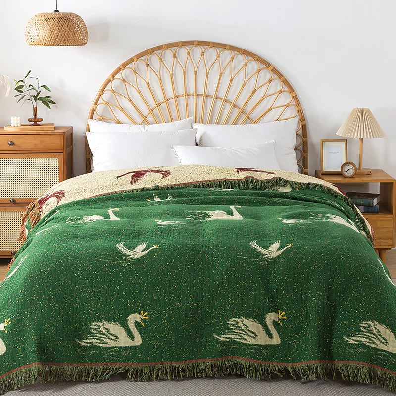 Cotton blanket – Soft muslin – Natural finish – Lightweight summer throw for double beds 0