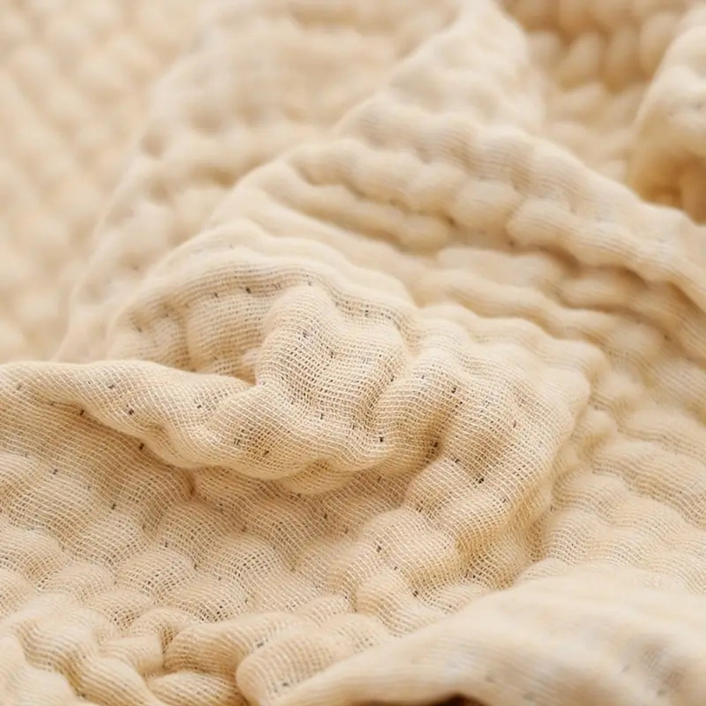 Cotton gauze blanket – Soft-washed fabric – Lightweight summer throw – Elegant fringe design – Cozy home accessory 5