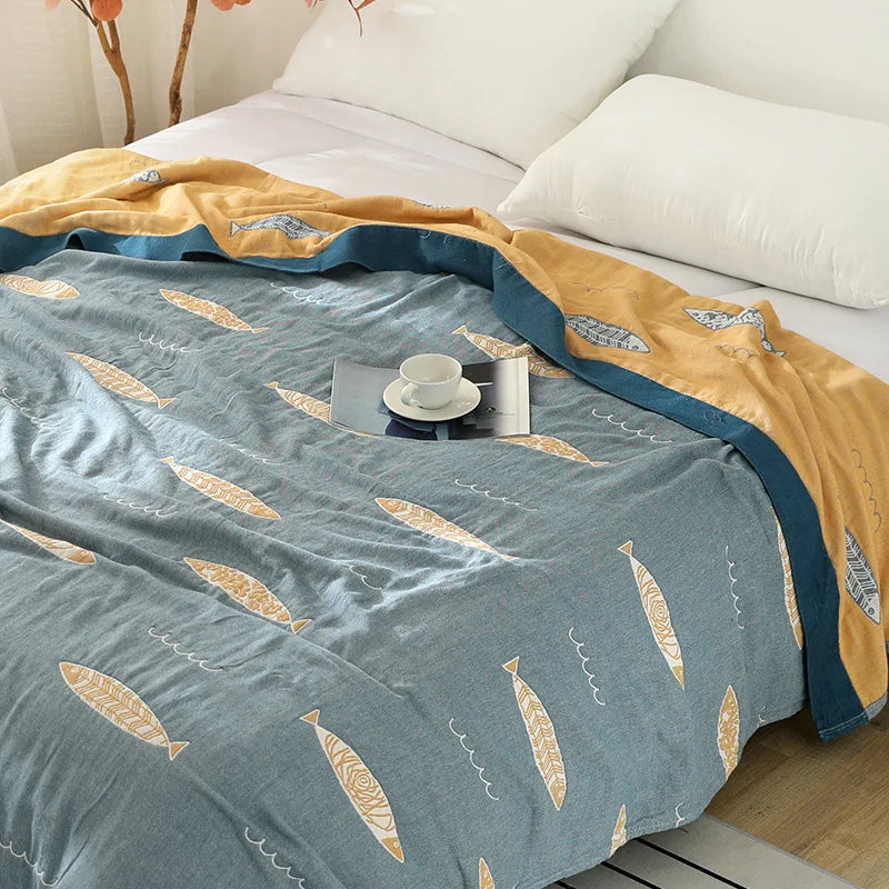 Cotton gauze comforter – Soft 5-layer design – Breathable bedding set – 79 x 91 in 0