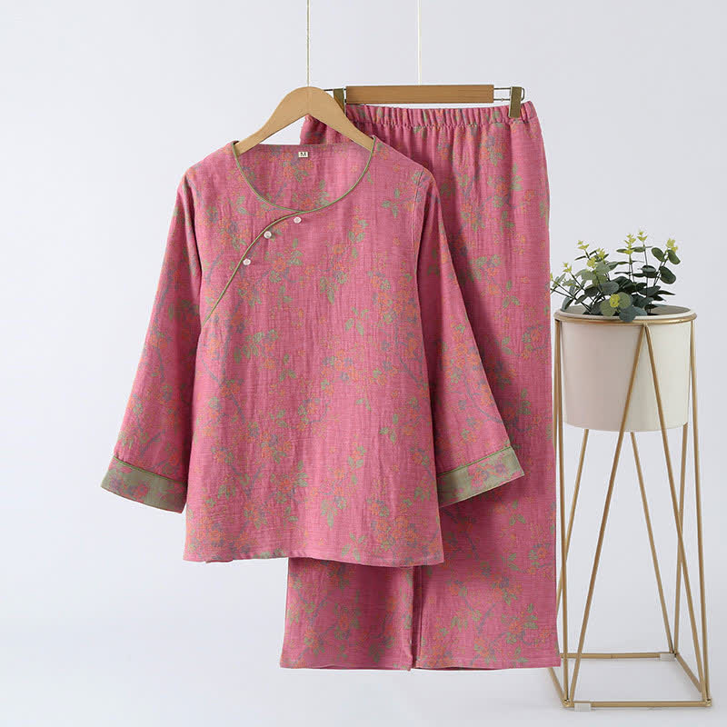 Cotton loungewear set – Jacquard floral print – Soft and breathable – Womens lounge sets for indoor and outdoor relaxation 6