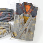 Cotton pajama set – Soft breathable fabric – Neutral landscape print – Comfortable kimono style for women 2