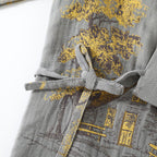 Cotton pajama set – Soft breathable fabric – Neutral landscape print – Comfortable kimono style for women 5