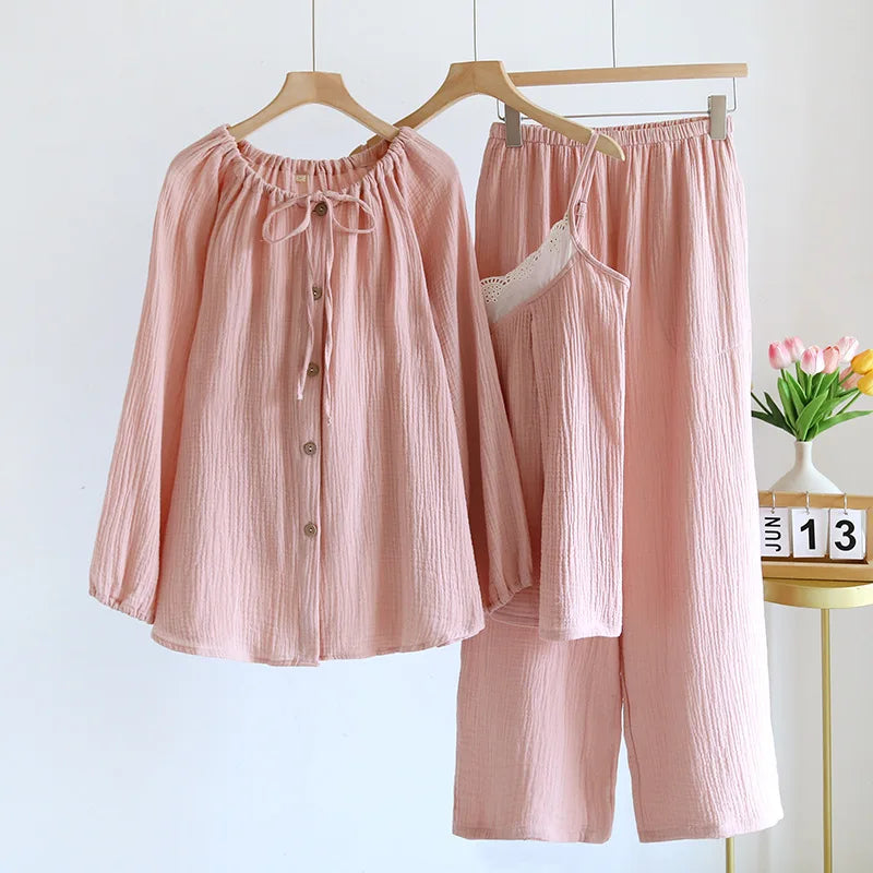 Cotton pajamas set – Soft gauze – Long sleeve – Comfortable sleepwear for women 2