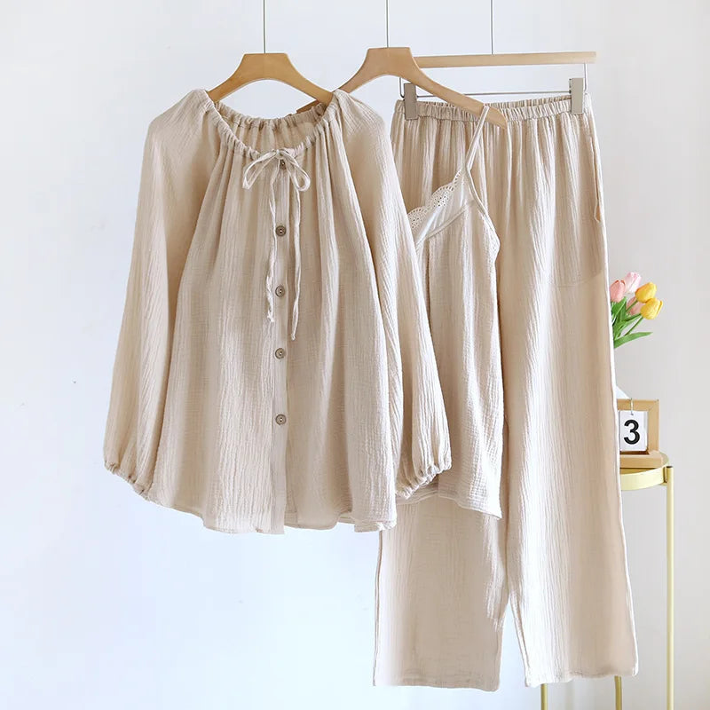 Cotton pajamas set – Soft gauze – Long sleeve – Comfortable sleepwear for women 3