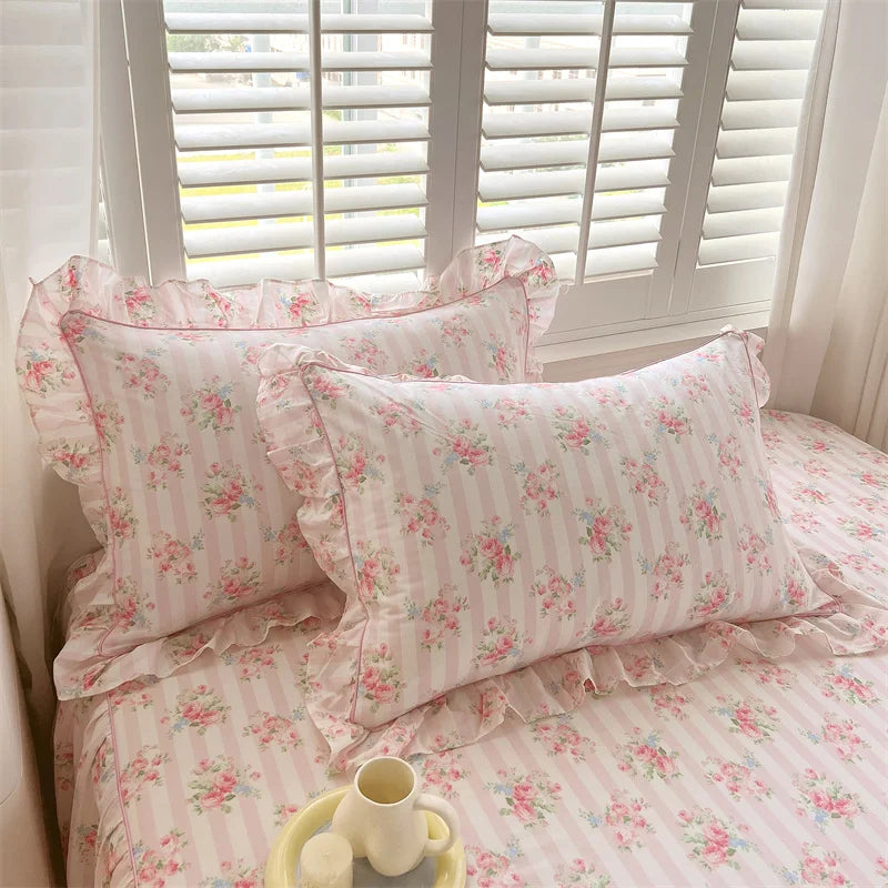 Cotton pillow cases – Floral design – Standard pillow size – Soft and breathable bedding accessory 0