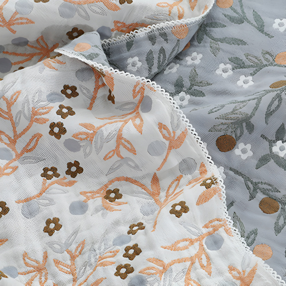 Cotton quilt – Reversible design – Leafy floral print – Lightweight summer comfort 2