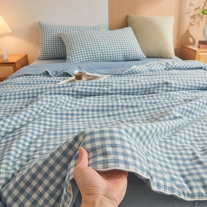 Cotton quilt – Soft washed fabric – Japanese style – Lightweight summer bedding for bedroom or dorm – Twin size 1