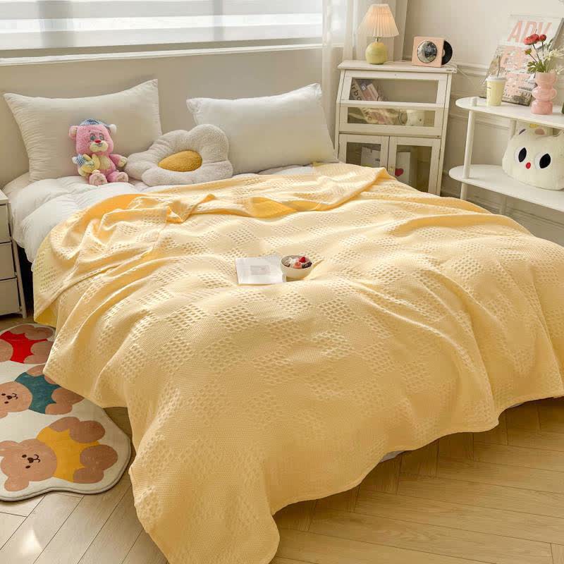 Cotton quilt – Waffle texture – Lightweight summer blanket – Soft and breathable 0