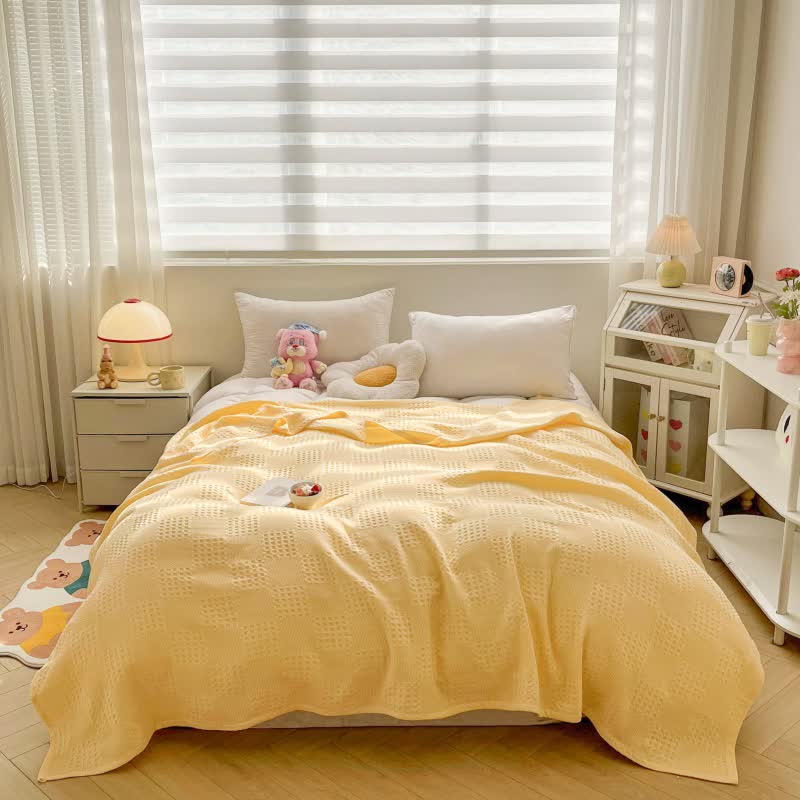 Cotton quilt – Waffle texture – Lightweight summer blanket – Soft and breathable 2