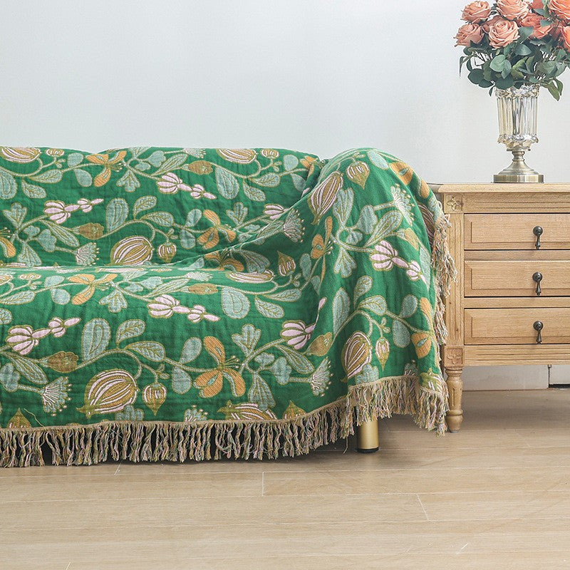 Cotton throw blanket – Floral design – Reversible – Cozy home accent 2