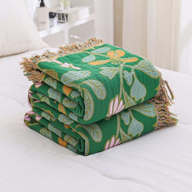 Cotton throw blanket – Floral design – Reversible – Cozy home accent 3