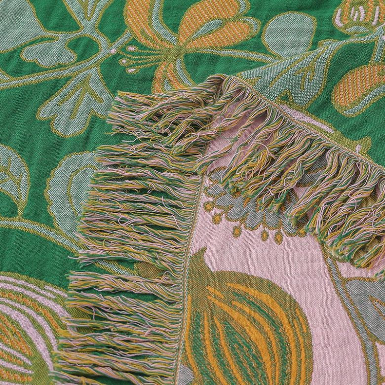 Cotton throw blanket – Floral design – Reversible – Cozy home accent 4