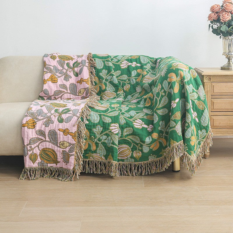 Cotton throw blanket – Floral design – Reversible – Cozy home accent 6