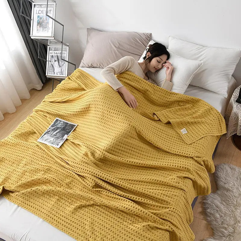 Cotton waffle blanket – Lightweight organic cotton – Earthy tones – Versatile home accessory 10