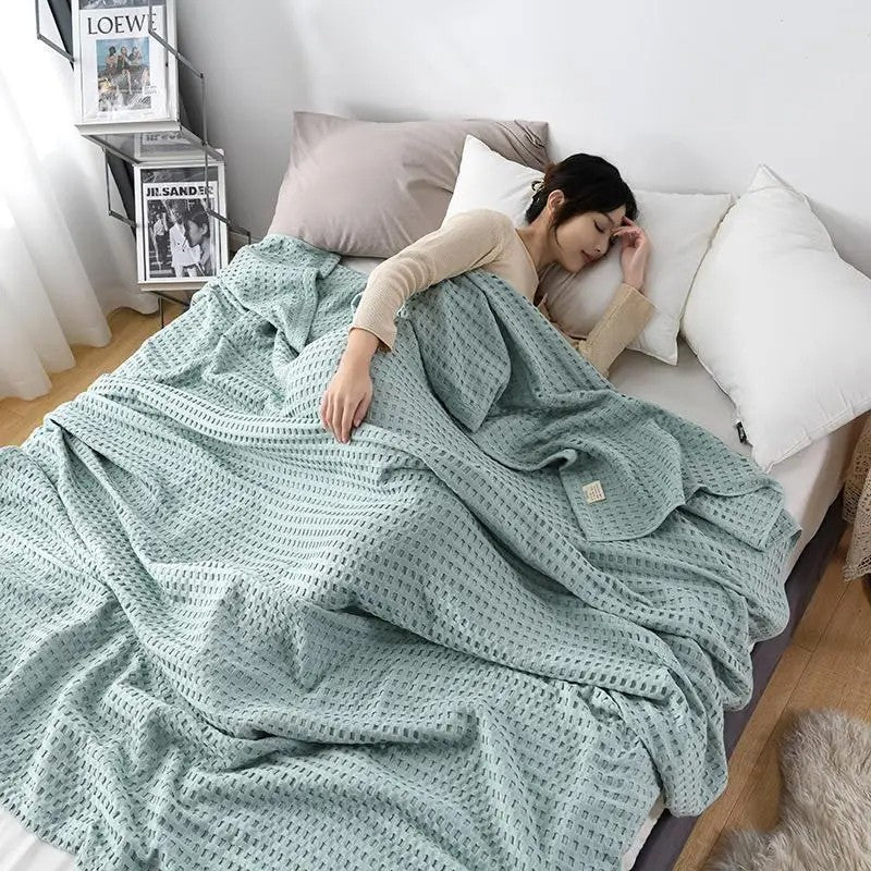 Cotton waffle blanket – Lightweight organic cotton – Earthy tones – Versatile home accessory 11