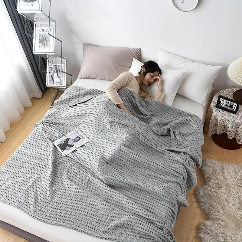 Cotton waffle blanket – Lightweight organic cotton – Earthy tones – Versatile home accessory 13