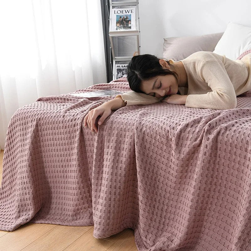 Cotton waffle blanket – Lightweight organic cotton – Earthy tones – Versatile home accessory 3