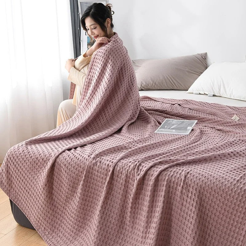 Cotton waffle blanket – Lightweight organic cotton – Earthy tones – Versatile home accessory 6