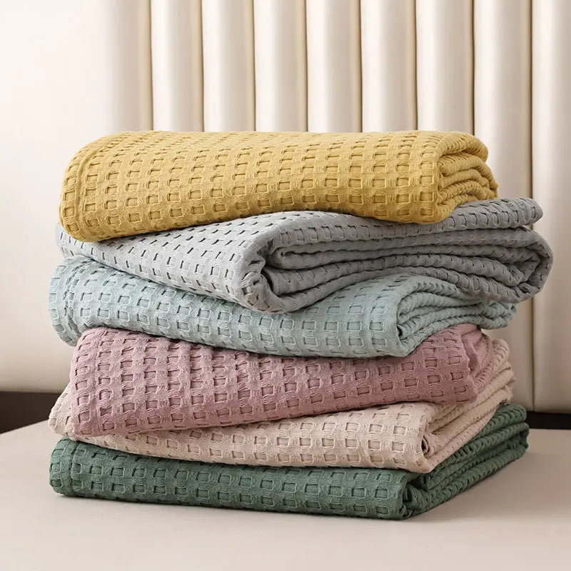 Cotton waffle blanket – Lightweight organic cotton – Earthy tones – Versatile home accessory 7