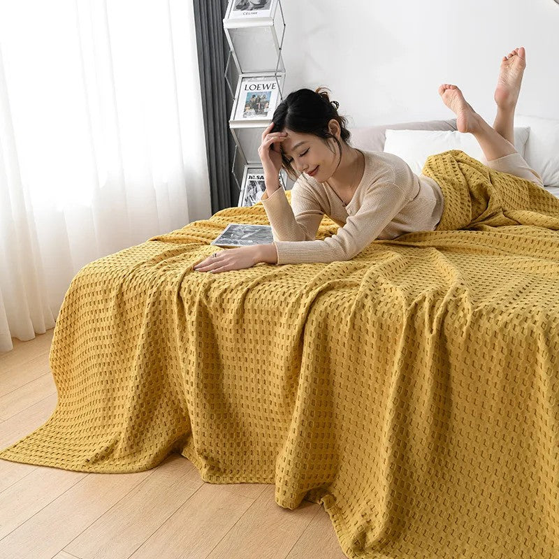 Cotton waffle blanket – Lightweight organic cotton – Earthy tones – Versatile home accessory 8