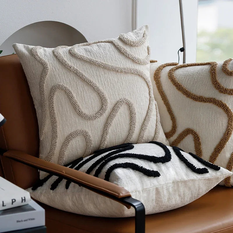 Couch cushion covers – Cotton blend – Embroidered geometric design – Boho style – 18 x 18 in – Perfect for sofas and beds 4