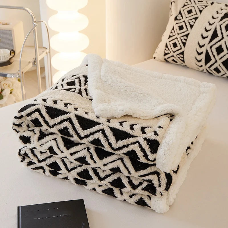 Cozy Collection | Double-Sided Fleece Blanket with Jacquard Design Ð Soft Warmth for Home Comfort 0