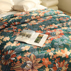 Cozy Floral Cotton Throw Blanket with Decorative Tassels for Everyday Use 1