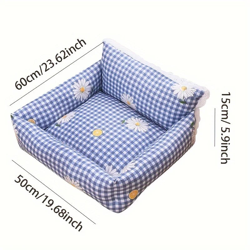 Cozy grey orthopedic dog bed featuring supportive memory foam, designed for ultimate comfort for both cats and dogs. The plush fabric offers a soft texture, while 1