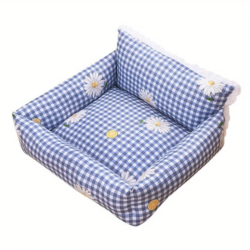 Cozy grey orthopedic dog bed featuring supportive memory foam, designed for both cats and dogs. The plush cover offers comfort and warmth, while the durable fabric 5