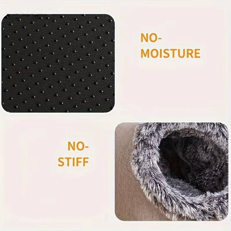 Cozy Haven | Cat Bed Cave with Insulated Plush Fabric Ð Semi-Enclosed Design for Warmth and Comfort 5