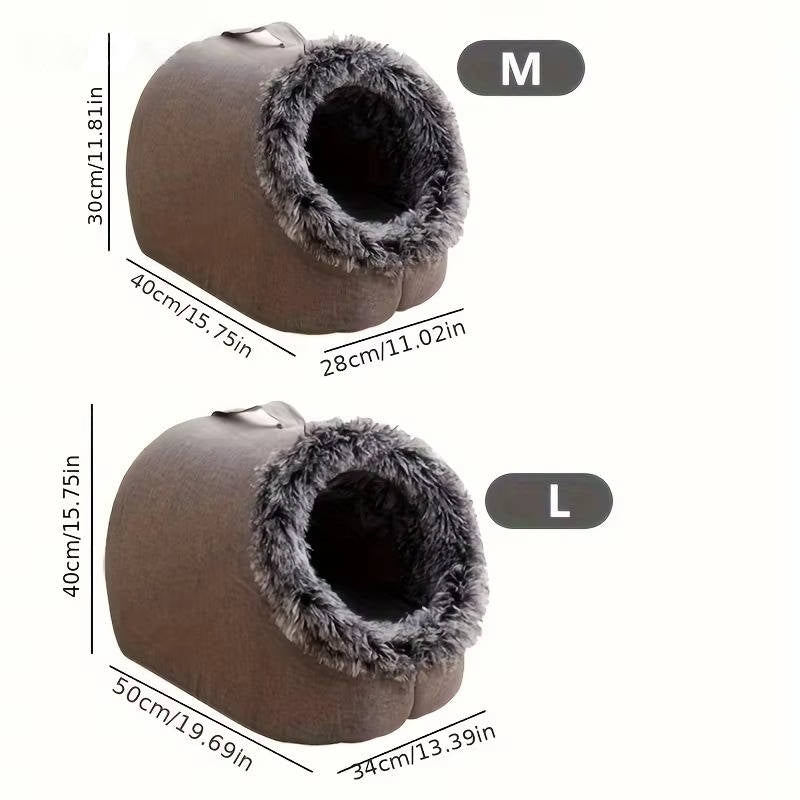 Cozy Haven | Cat Bed Cave with Insulated Plush Fabric Ð Semi-Enclosed Design for Warmth and Comfort 6