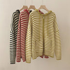 Cozy Knit | Hooded Cardigan Women with Zipper & Striped Design Ð Versatile Outerwear for Autumn and Winter 2