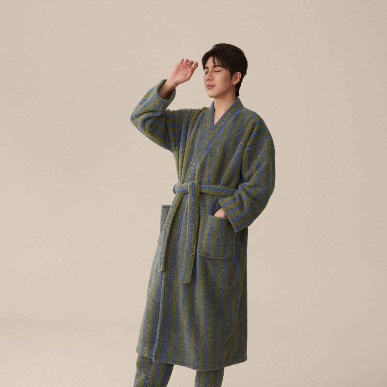 Cozy Modern Stripe Bathrobe for Everyday Comfort and Style 2