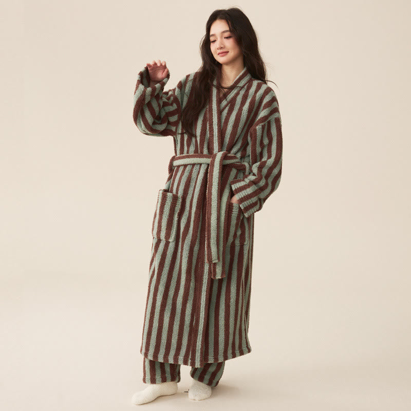 Cozy Modern Stripe Bathrobe for Everyday Comfort and Style 4