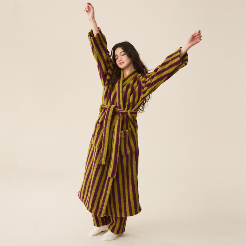 Cozy Modern Stripe Bathrobe for Everyday Comfort and Style 6