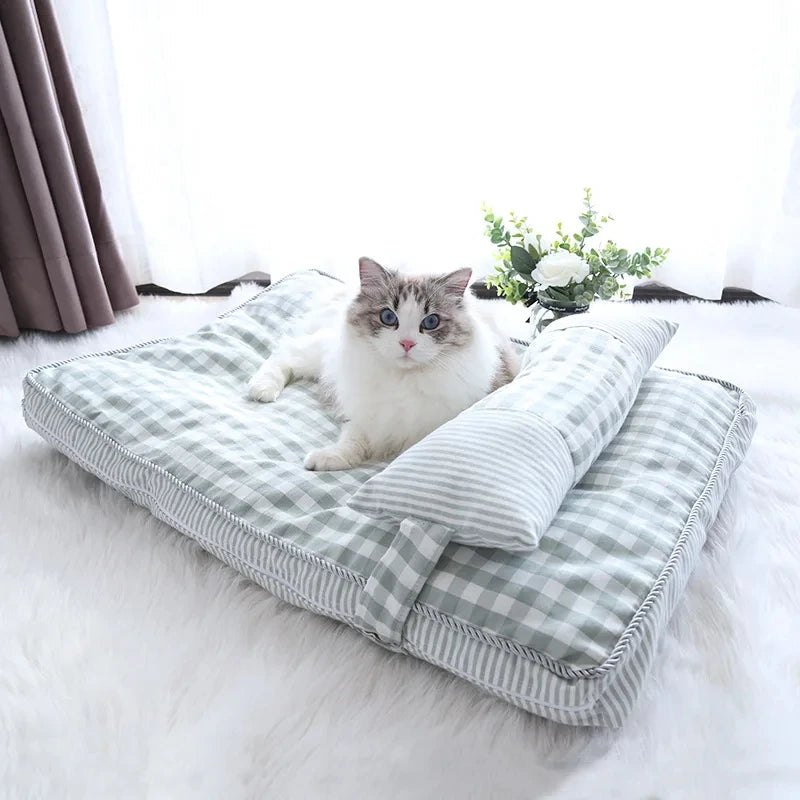 Cozy soft dog and cat bed cushion featuring a cute design, crafted from warm PP cotton. The bed is plush and inviting, perfect for pets to 1