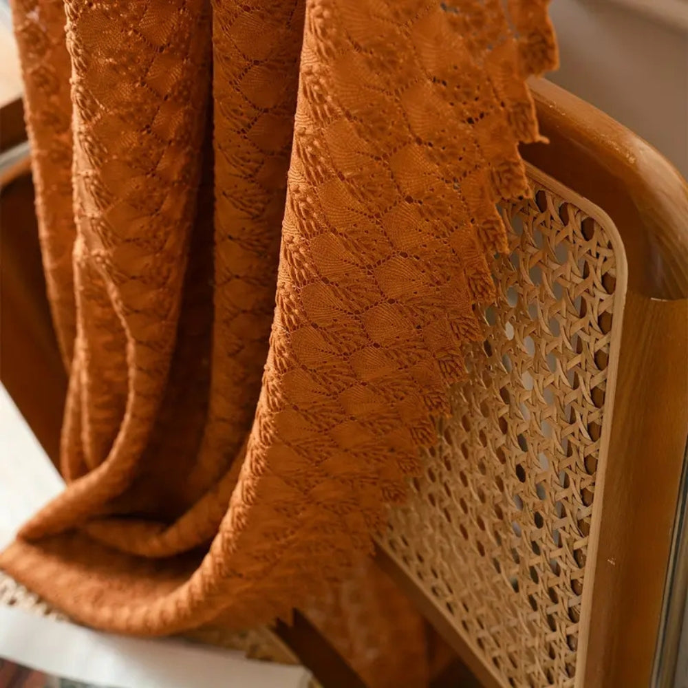 Crochet curtain – Bohemian style – Earthy orange – Light-filtering home decor 3