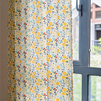 Curtain – Cotton-linen blend – Yellow flower design – Light filtering semi-blackout – Rustic farmhouse elegance 0